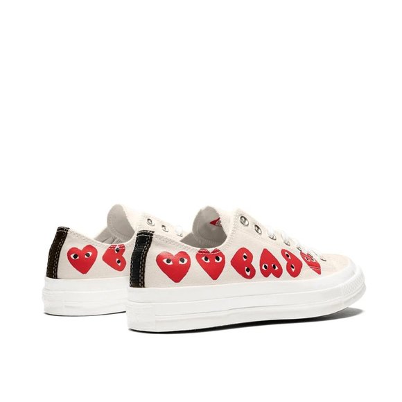 NWOB Comme Des Garçons Play x Converse Chuck 70 Ox "Multi Hearts White" Sneakers - Picture 3 of 14